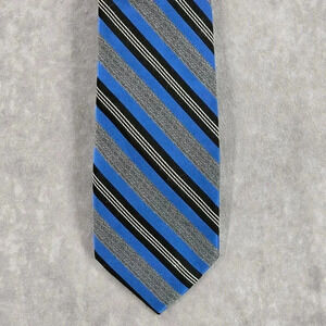 Joseph Abboud Blue Gray Stripe Repp Geometric 100% Silk Men's Neck‎ Tie NWOT